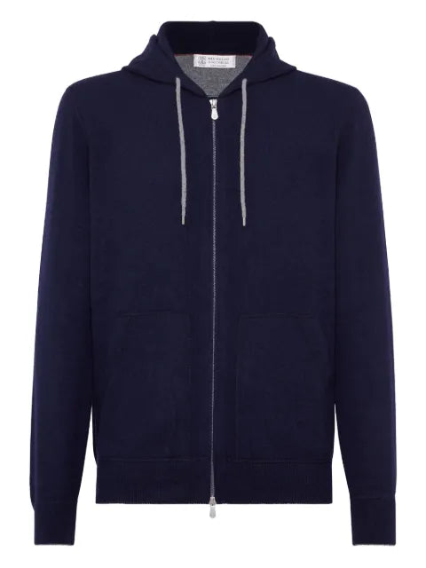 Brunello Cucinelli drawstring zipped cashmere hoodie
