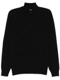Zegna Black Oasi Cashmere Zip Mock Neck Sweater