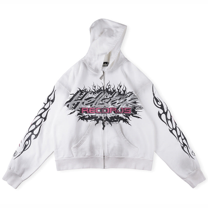 HELLSTAR Flame Glitter Zip Up Hoodie