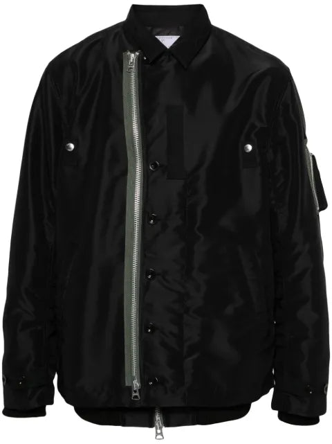 sacai contrasting-trim layered bomber jacket