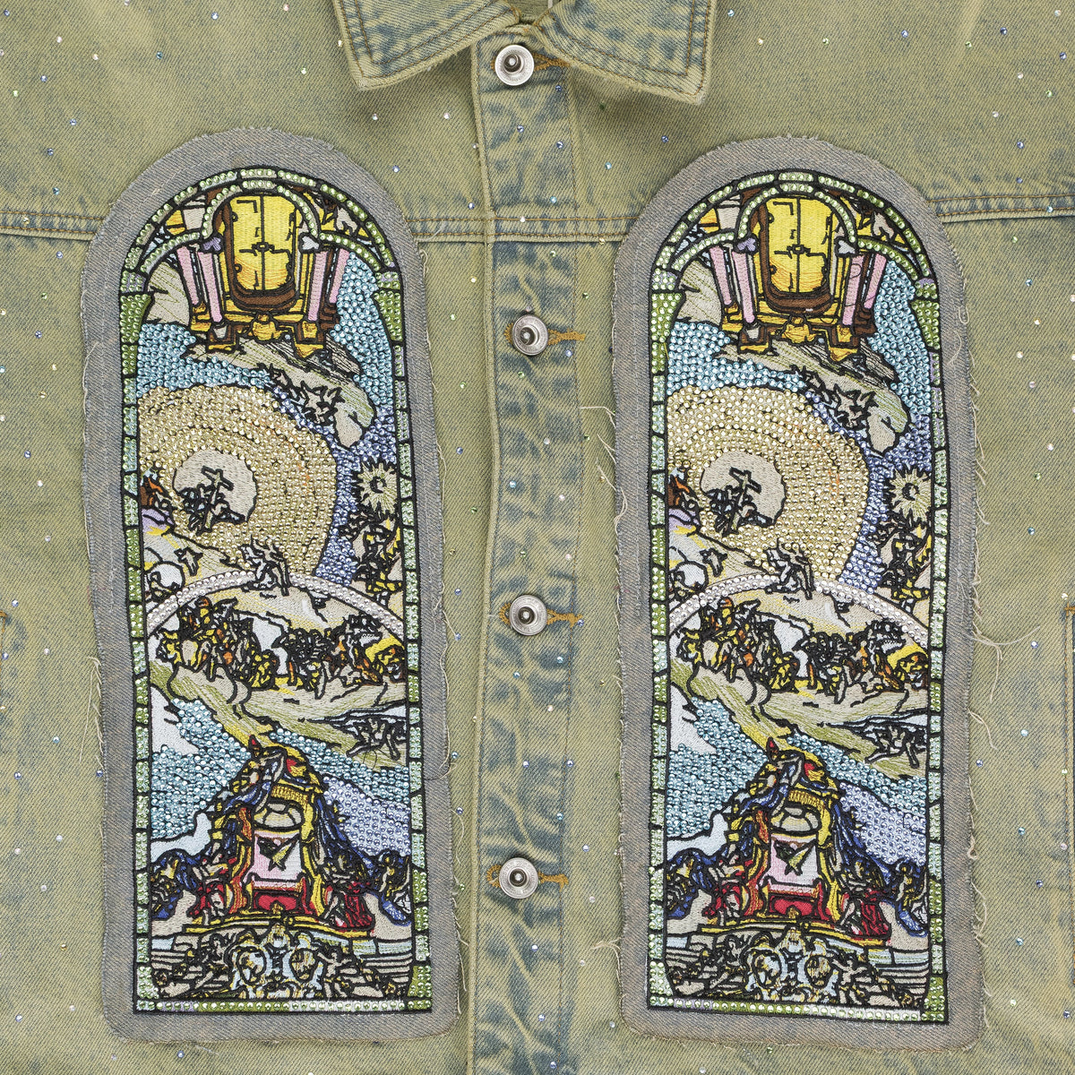 BLUE UNFURLED CROPPED DENIM JACKET