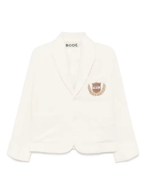 BODE embroidered logo-appliqué blazer
