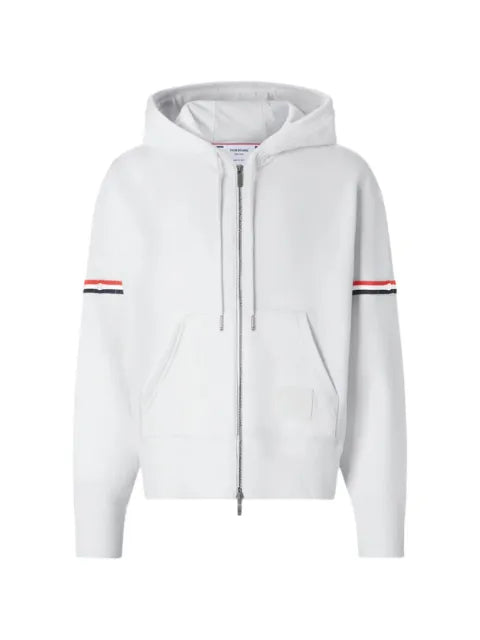 Thom Browne loopback jersey armband relaxed zip-up hoodie