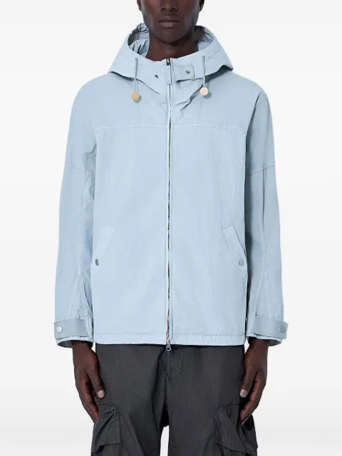 Stone Island 4100073 micro brushed nylon-TC S.I. Marina hooded jacket with anti-drop