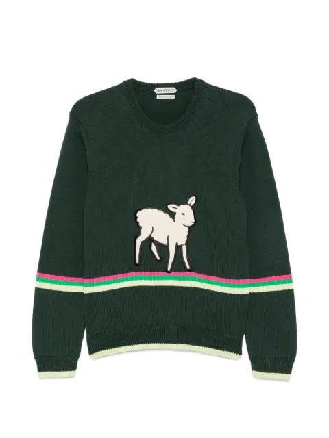 JW Anderson lamb-intarsia striped-trim sweater