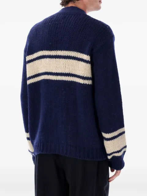 Universal Works Langdale stripe-detail chunky-knit cardigan