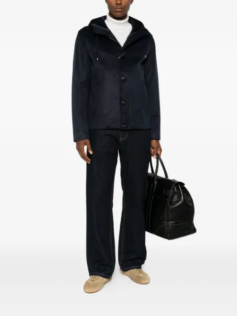 Herno hooded button-fastening jacket