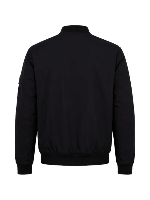 BOSS crinkled-finish logo-patch jacket