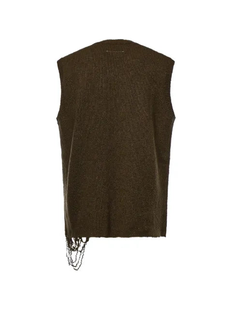 MM6 Maison Margiela distressed V-neck sweater