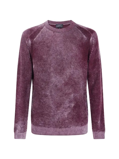 Emporio Armani ribbed virgin wool sweater with mélange print