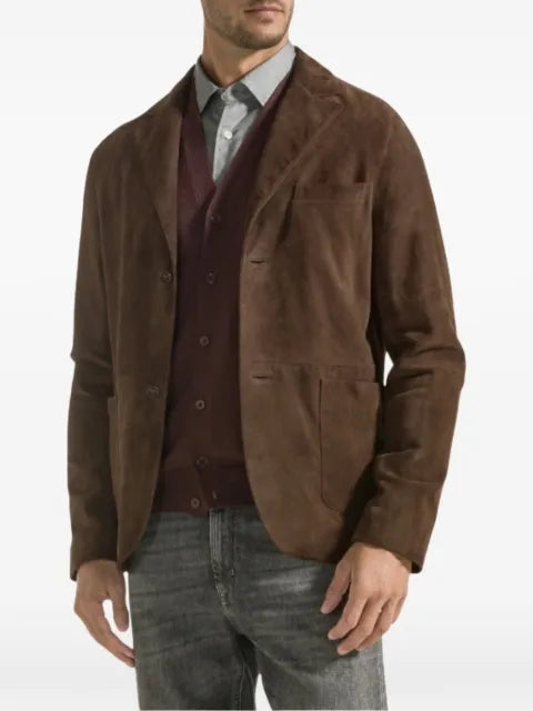 Seventy suede notched-lapel jacket