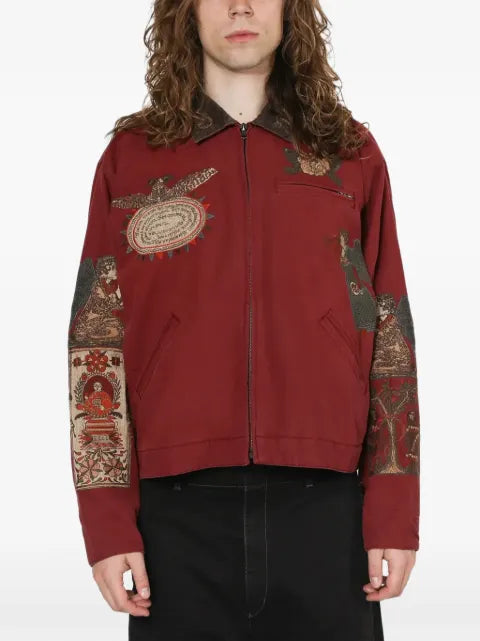 Samuel Zelig Folk embroidered corduroy-collar jacket