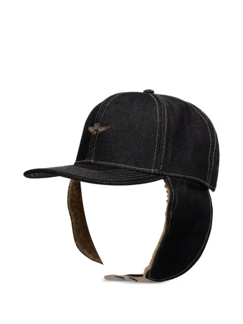Aeronautica Militare denim baseball cap with fleece lining