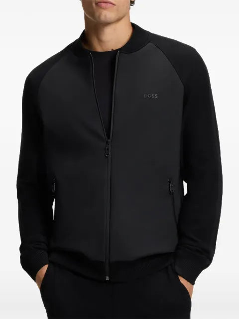 BOSS raglan-sleeve zip-up sweatshirt