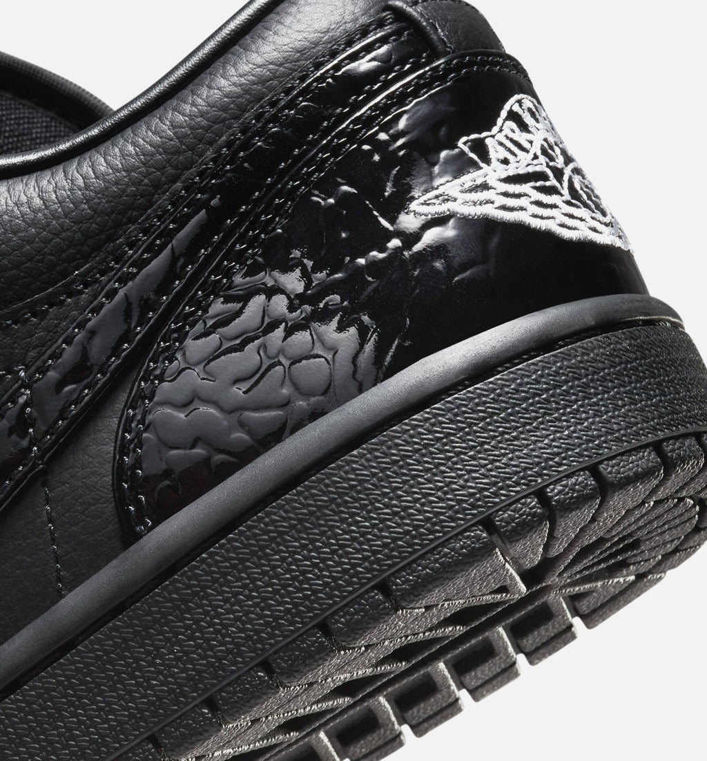 Air Jordan 1 Low Patent Elephant Women's Sneakers - Black/Black/White/Metallic Silver