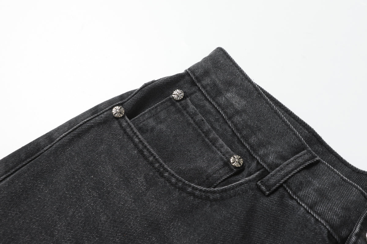 Chrome Hearts Black Cross Patch Grey Jeans