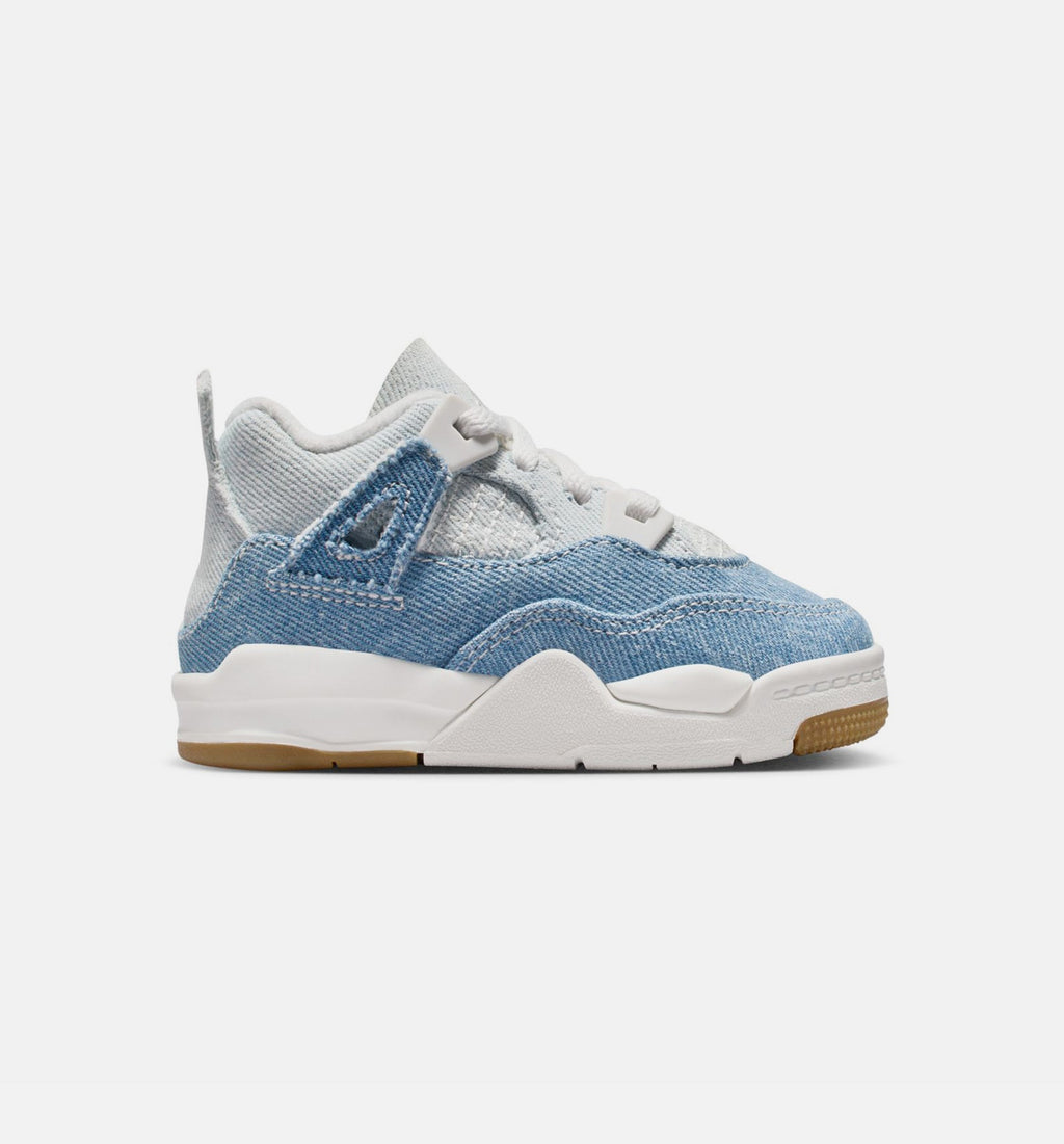 Air Jordan 4 Retro Worn Blue – Infant & Toddler Lifestyle Shoe | Sail/Worn Blue/Metallic Gold