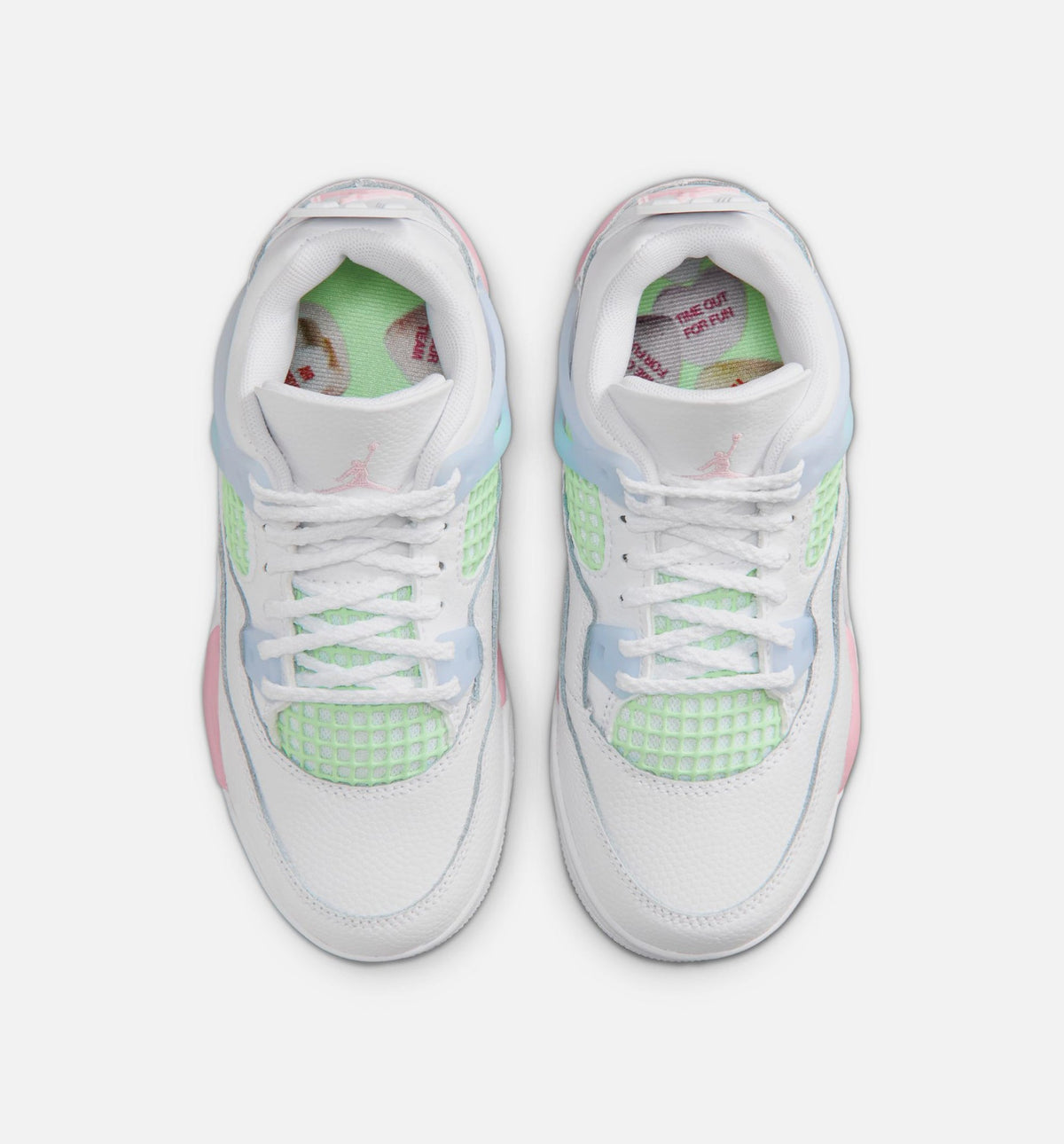 Air Jordan 4 Retro Medium Soft Pink Preschool Girls' Sneakers - White / Soft Pink / Blue