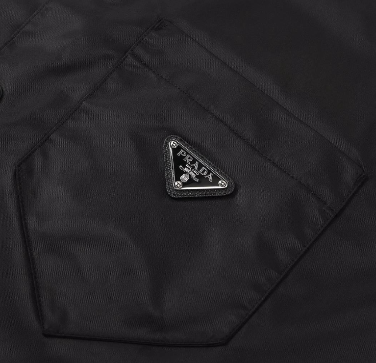 Black Nylon Button-Up Jacket