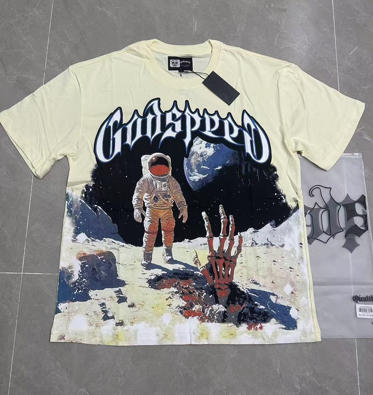 Godspeed Cream Astronaut Graphic Short-Sleeve T-Shirt