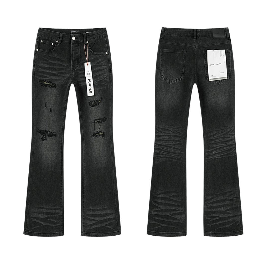 Purple Brand Distressed Washed Flare Jeans