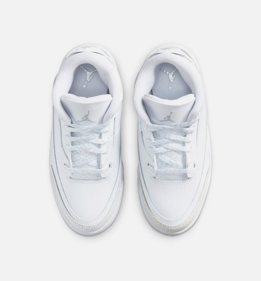 Air Jordan 3 Retro 'White and Silver' Preschool - White/Metallic Silver