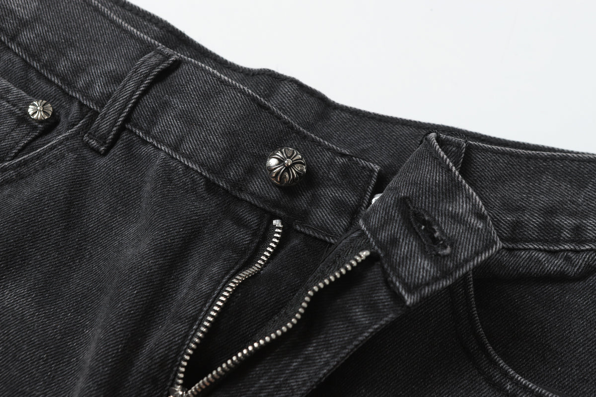 Chrome Hearts Black Cross Patch Grey Jeans