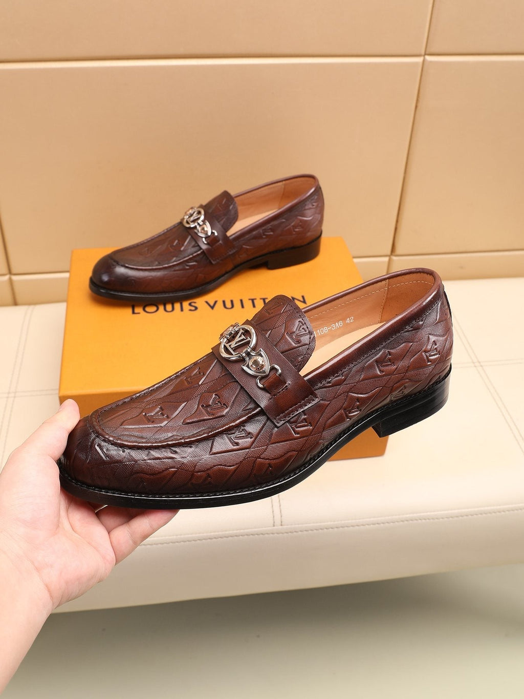 Louis Vuitton Dark Brown Embossed Loafers