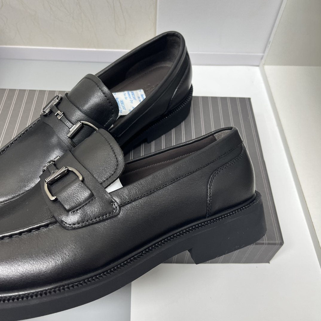 Ermenegildo Zegna Men's Black Leather Bit Loafers