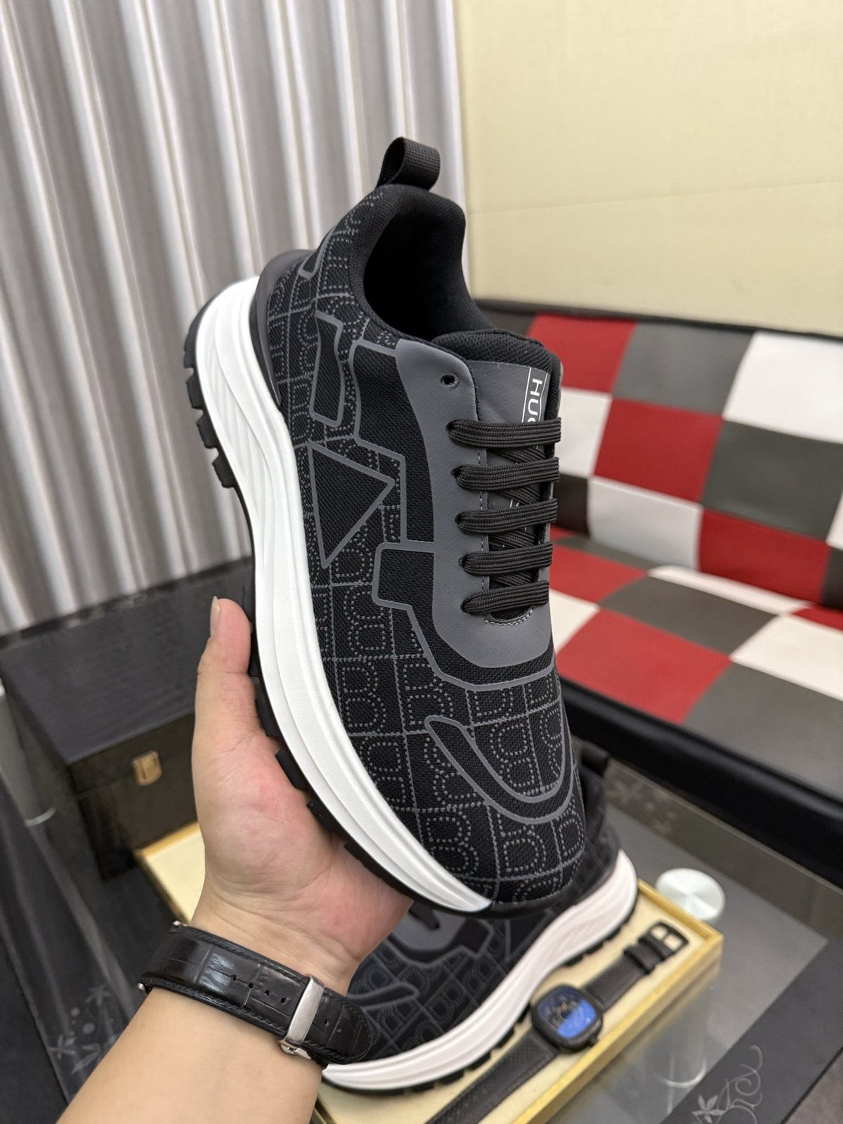 BOSS Patterned Low-Top Sneakers