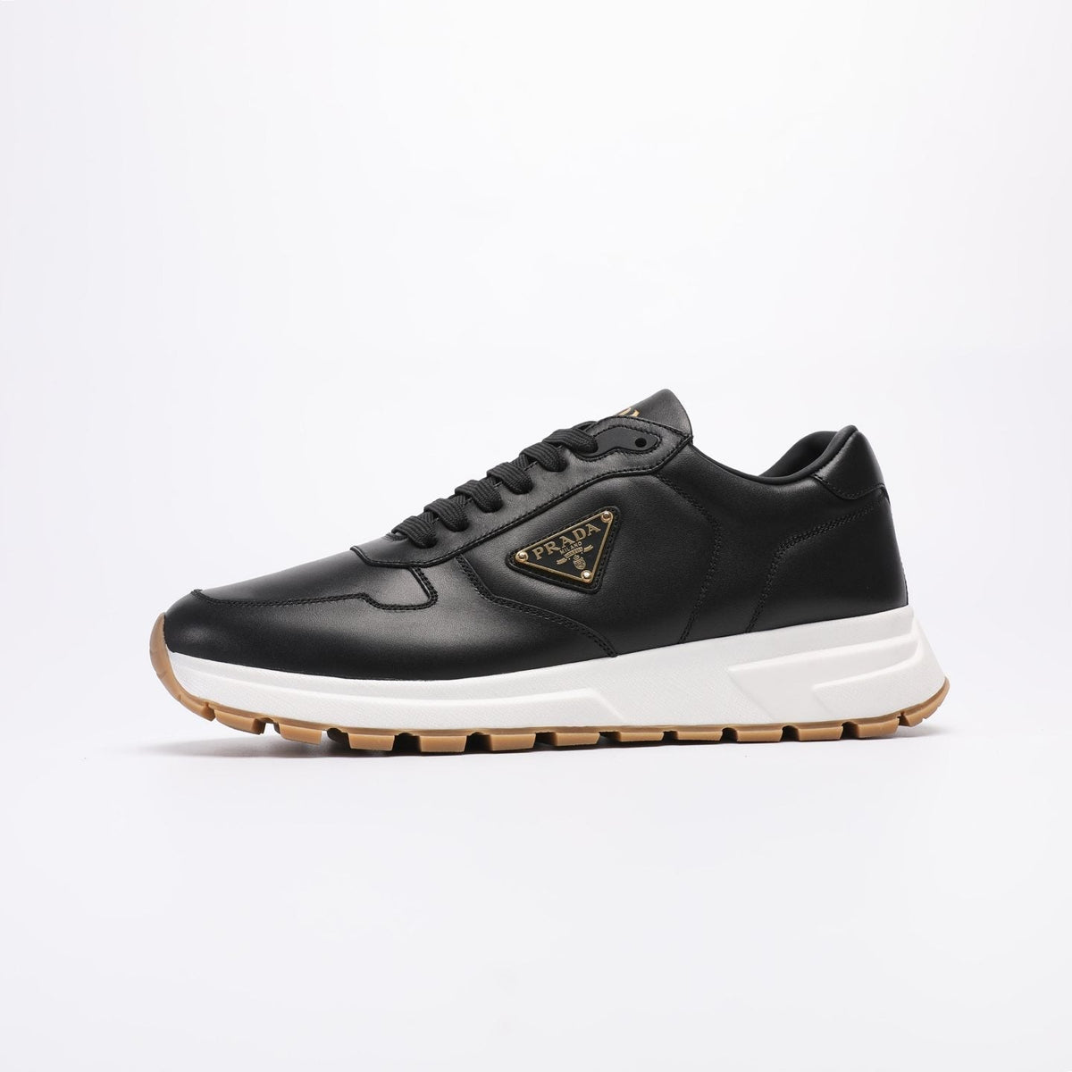 Prada Men's Triangle Badge Low-Top Sneakers - Leather Lining