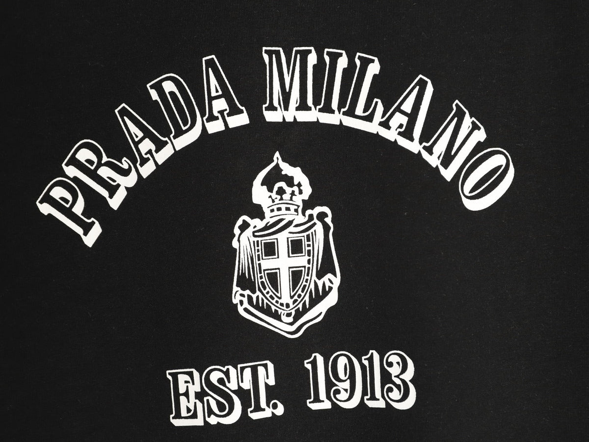 Prada 26SS Milano Logo Graphic Short-Sleeve T-Shirt - Black
