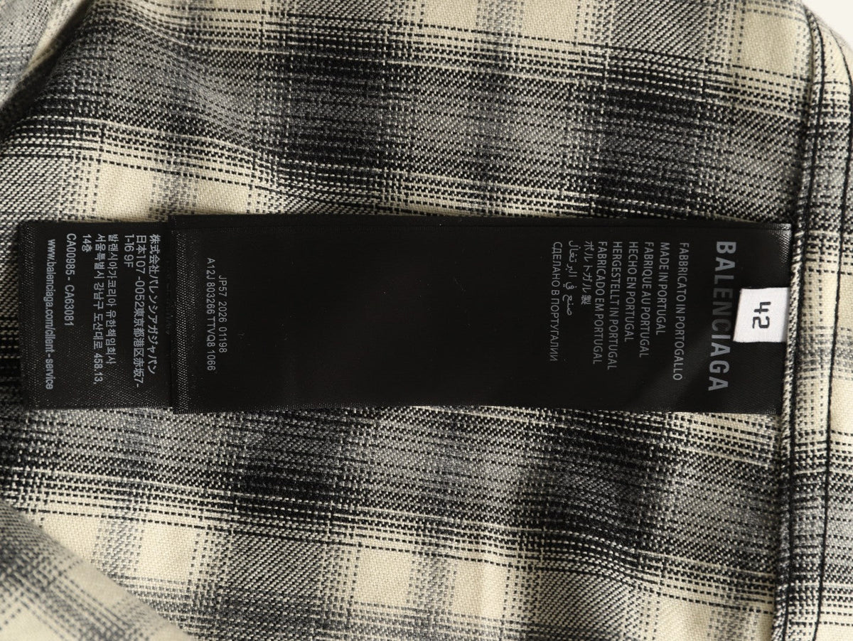 Balenciaga BLCG Embroidered Plaid Long-Sleeve Shirt
