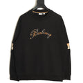 Burberry 26FW Black Signature Embroidered Check-Panel Crewneck Sweatshirt